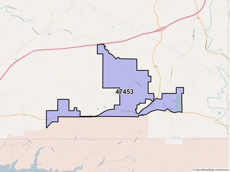 Map of ZIP Code 47453 — Owensburg, IN