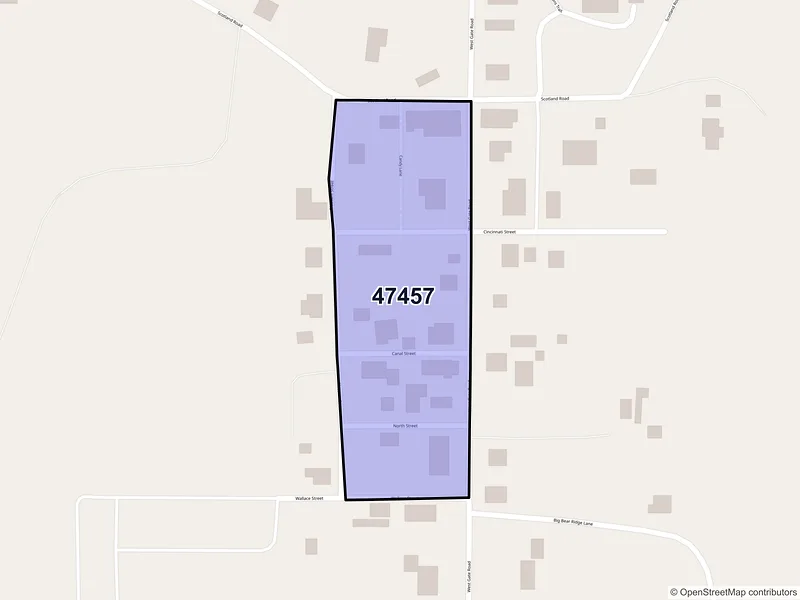 Map of ZIP Code 47457 — Scotland, IN