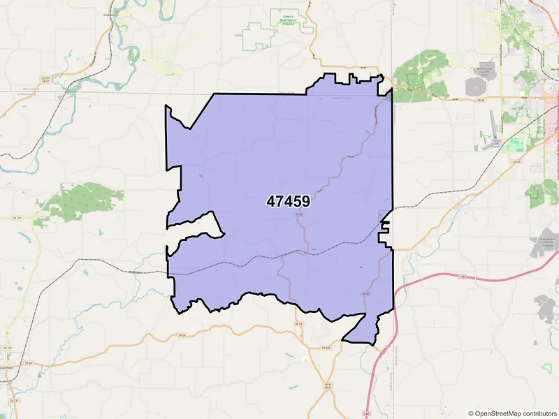 Map of ZIP Code 47459 — Solsberry, IN