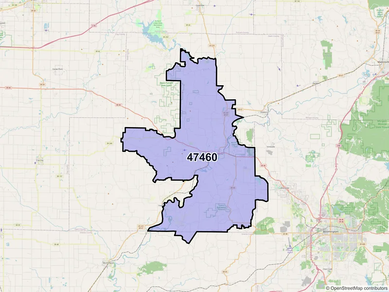 Map of ZIP Code 47460 — Spencer, IN