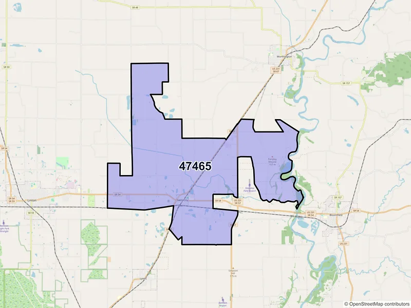 Map of ZIP Code 47465 — Switz City, IN