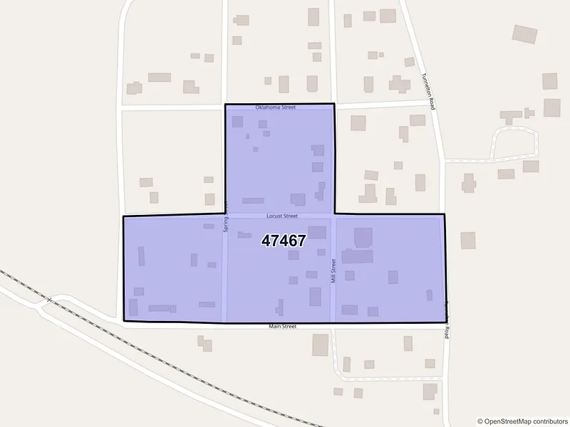 Map of Tunnelton, Indiana and ZIP codes