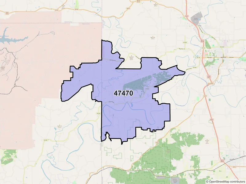 Map of Williams, Indiana and ZIP codes