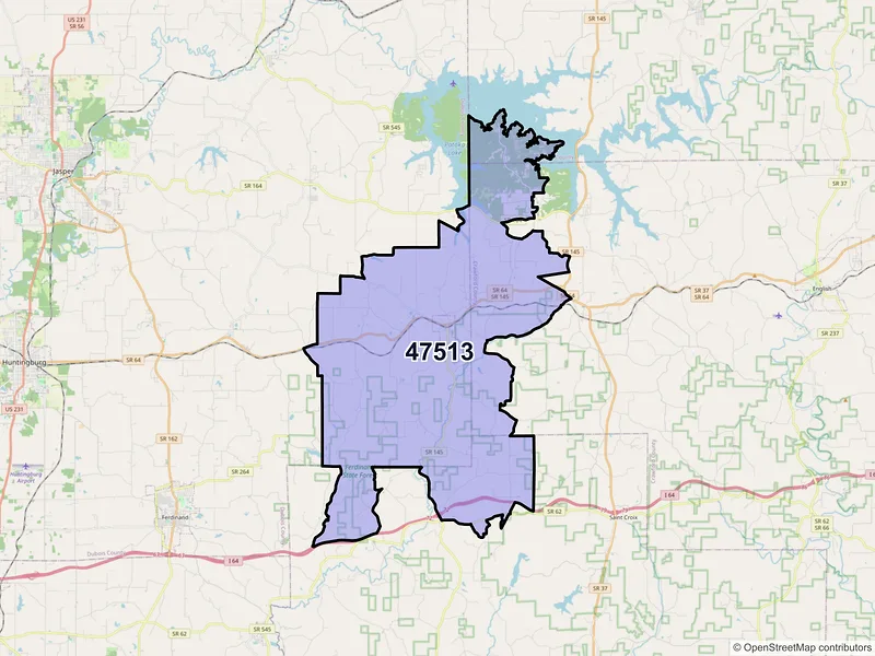 Map of ZIP Code 47513 — Birdseye, IN