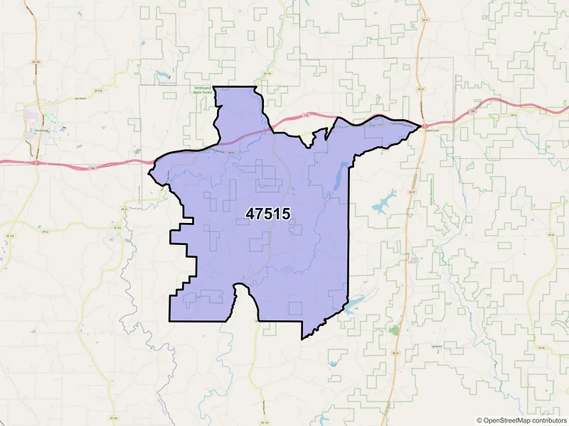 Map of ZIP Code 47515 — Bristow, IN