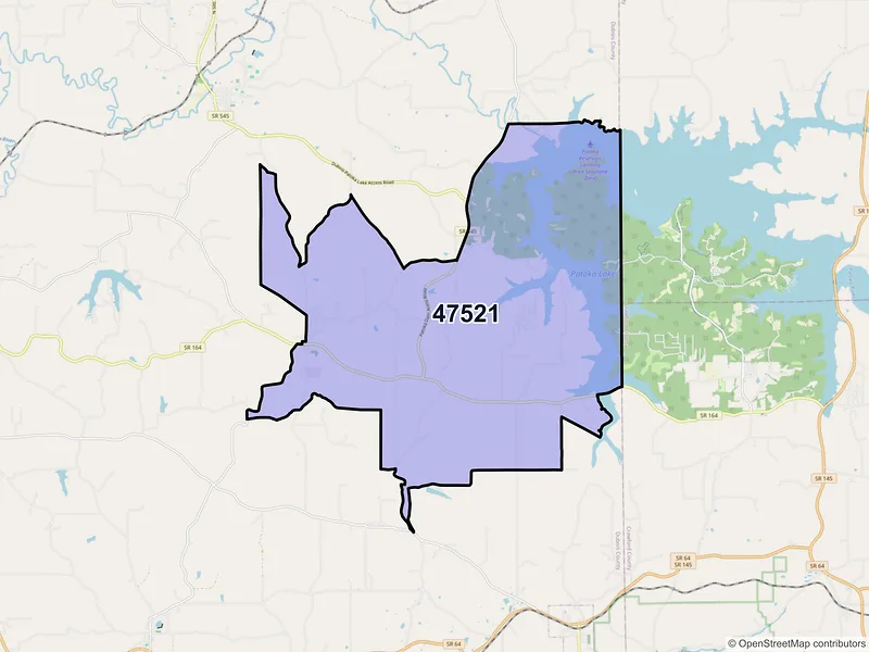 Map of ZIP Code 47521 — Celestine, IN