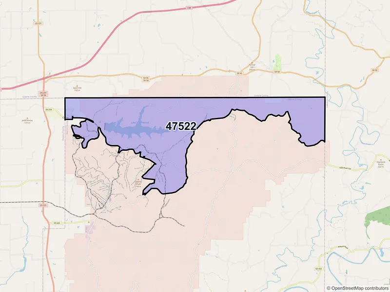 Map of ZIP Code 47522 — Crane, IN