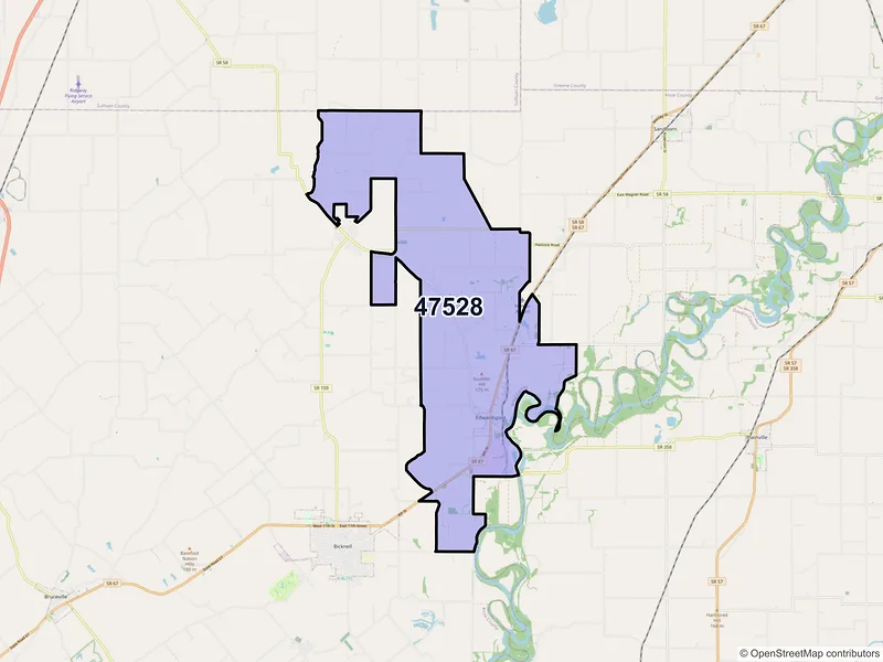 Map of ZIP Code 47528 — Edwardsport, IN