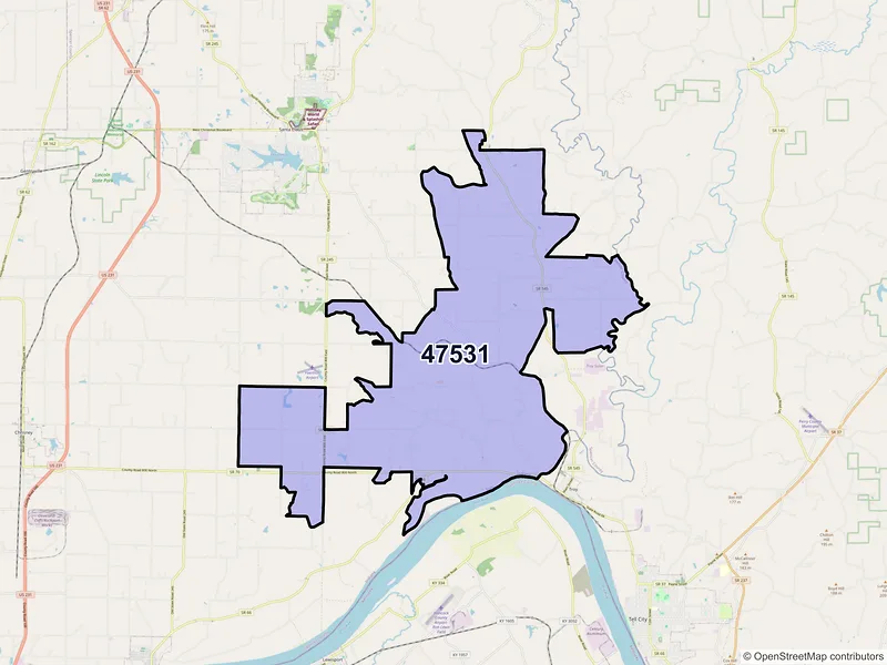 Map of ZIP Code 47531 — Evanston, IN