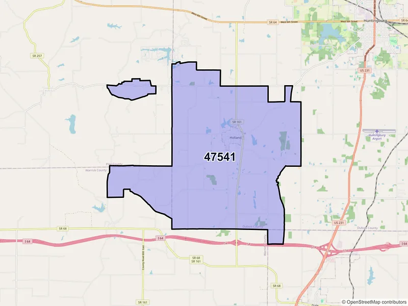Map of ZIP Code 47541 — Holland, IN