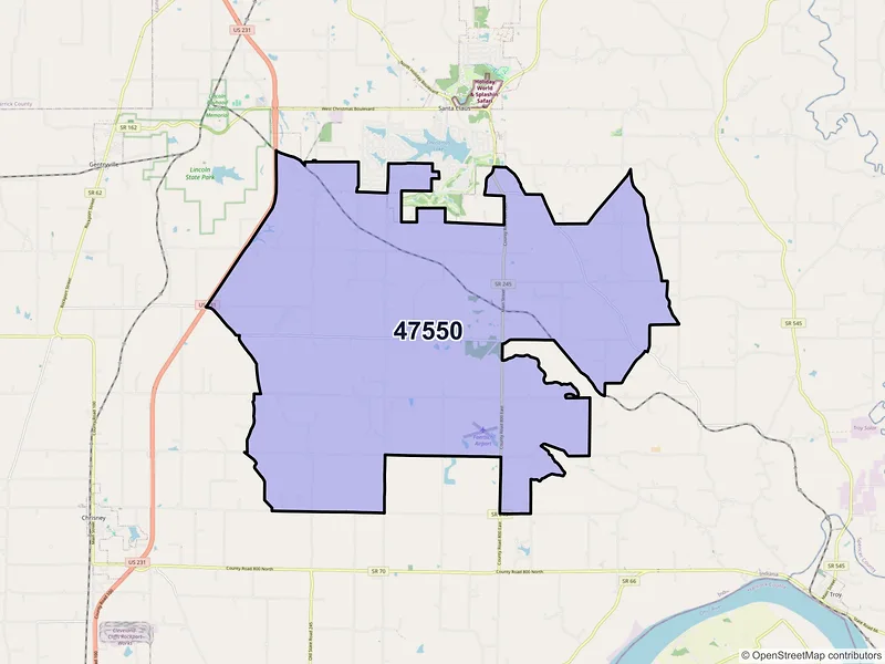 Map of ZIP Code 47550 — Lamar, IN