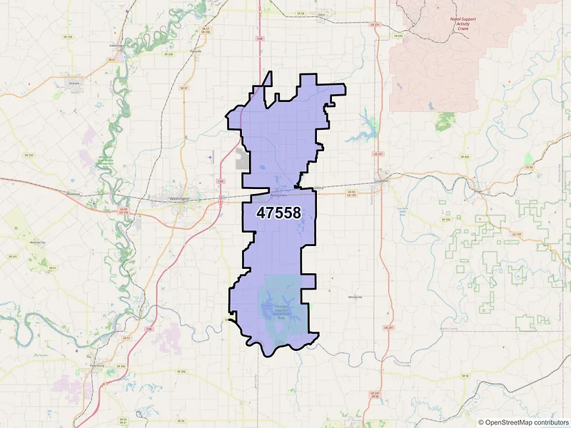 Map of ZIP Code 47558 — Montgomery, IN