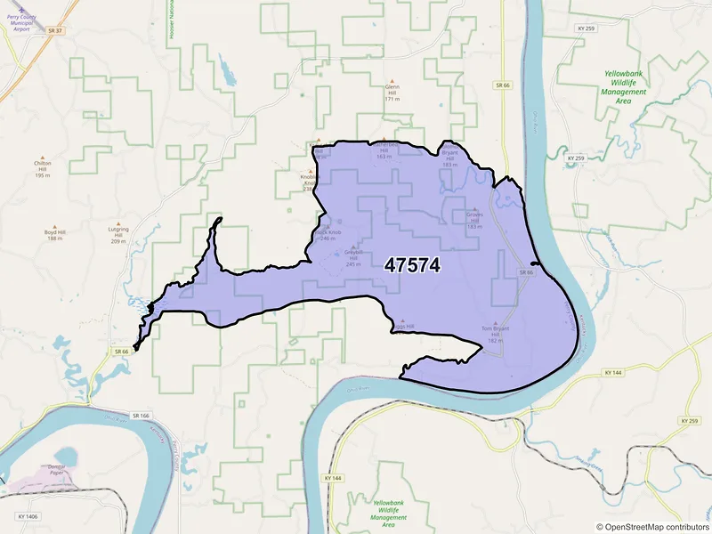 Map of ZIP Code 47574 — Rome, IN