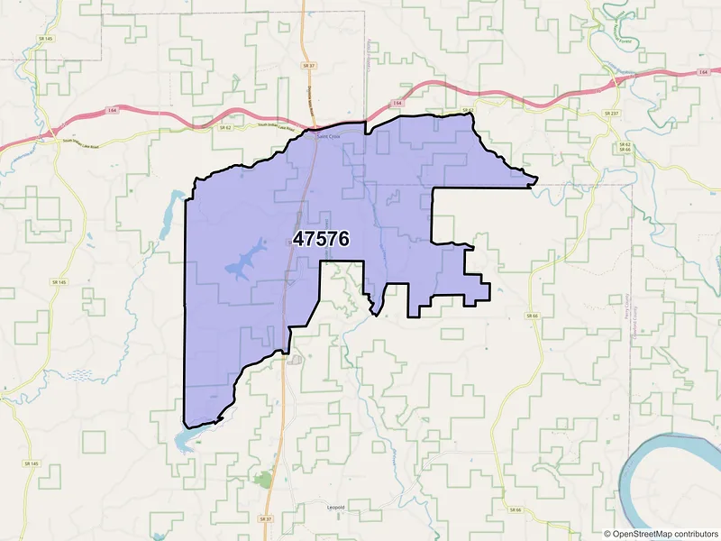 Map of ZIP Code 47576 — Saint Croix, IN