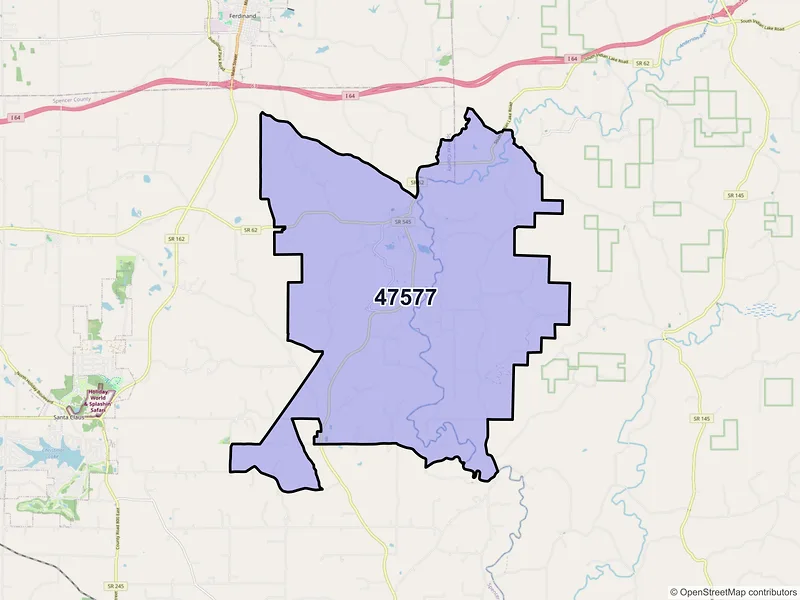 Map of Saint Meinrad, Indiana and ZIP codes