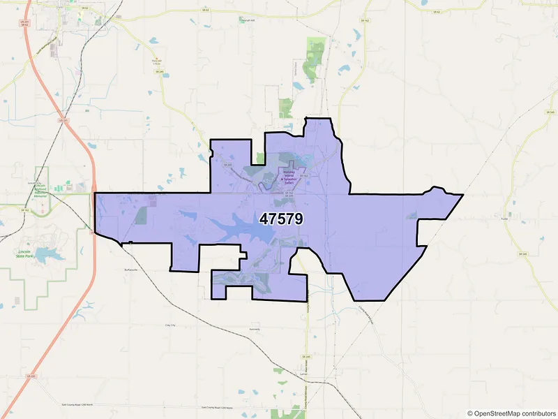 Map of Santa Claus, Indiana and ZIP codes