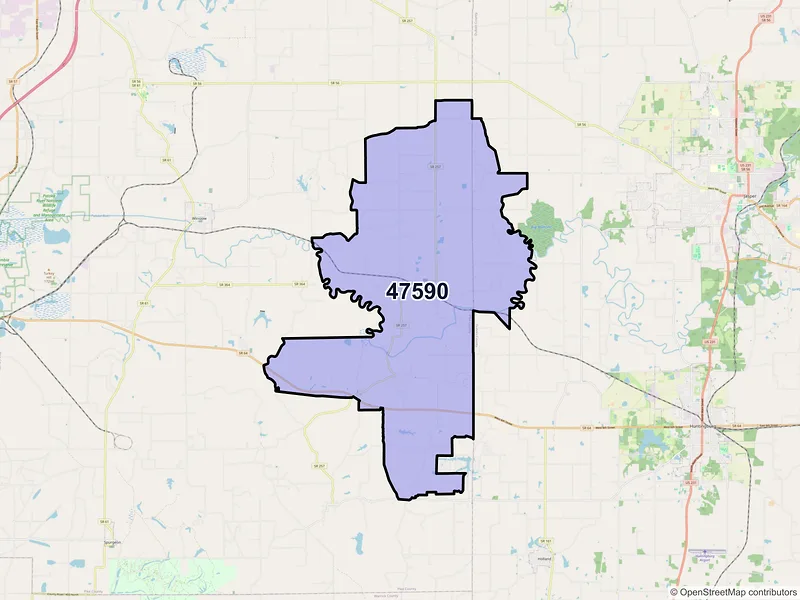 Map of ZIP Code 47590 — Velpen, IN