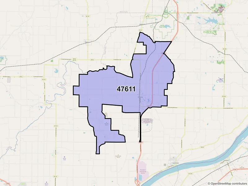 Map of ZIP Code 47611 — Chrisney, IN