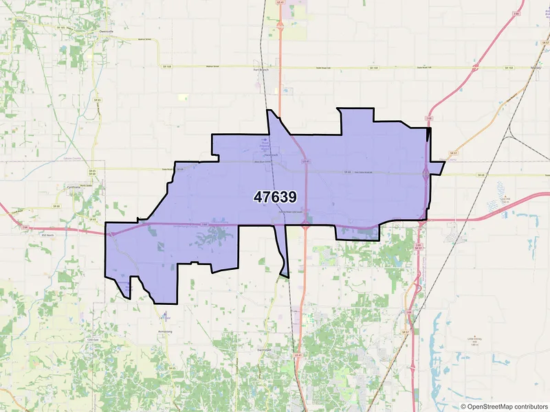 Map of ZIP Code 47639 — Haubstadt, IN