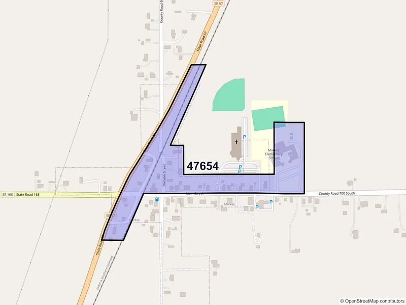 Map of Mackey, Indiana and ZIP codes