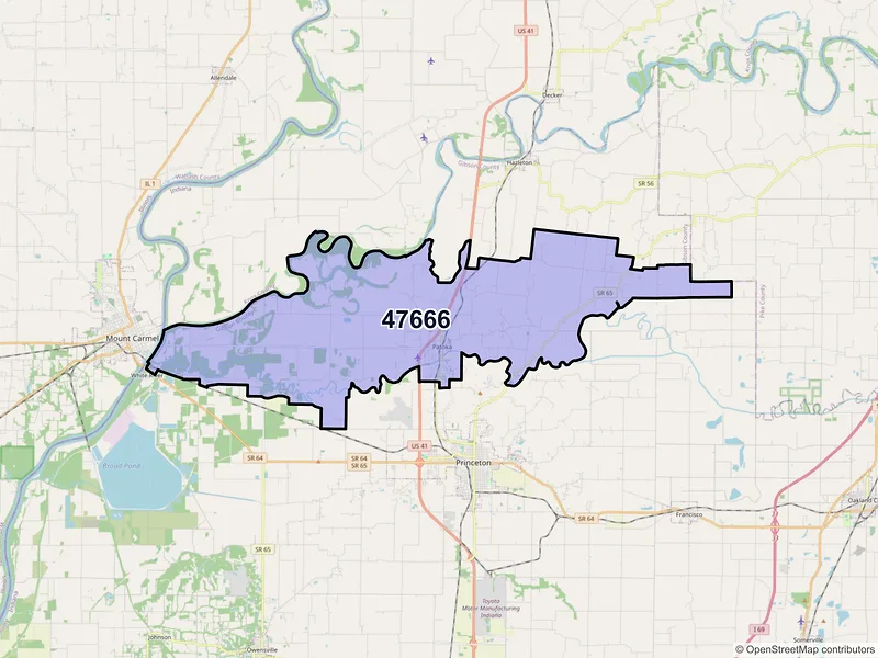 Map of ZIP Code 47666 — Patoka, IN