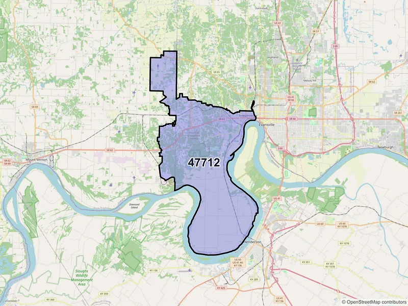 Map of ZIP Code 47712 — Evansville, IN