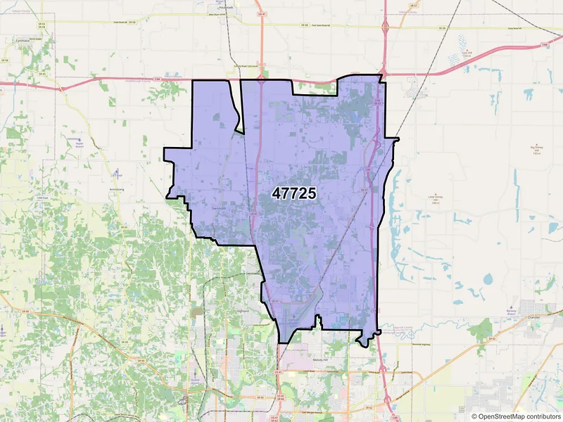 Map of ZIP Code 47725 — Evansville, IN