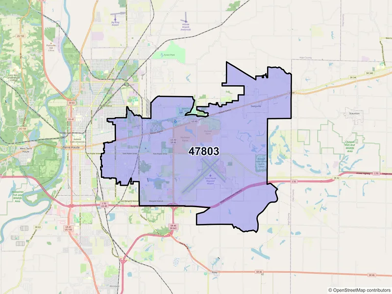 Map of ZIP Code 47803 — Terre Haute, IN