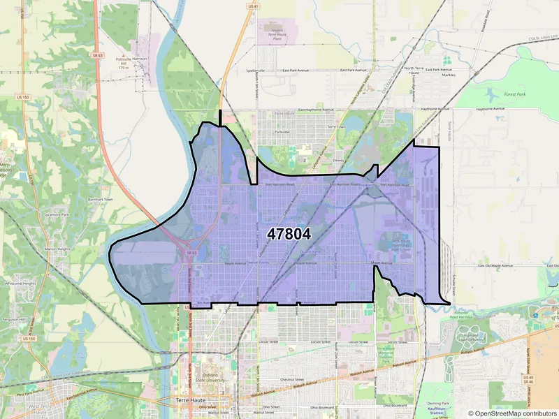 Map of ZIP Code 47804 — Terre Haute, IN