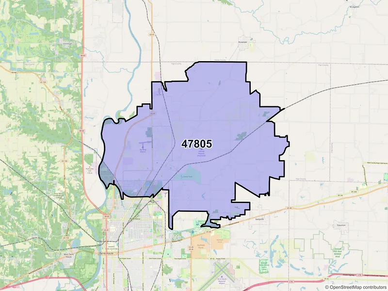Map of ZIP Code 47805 — Terre Haute, IN
