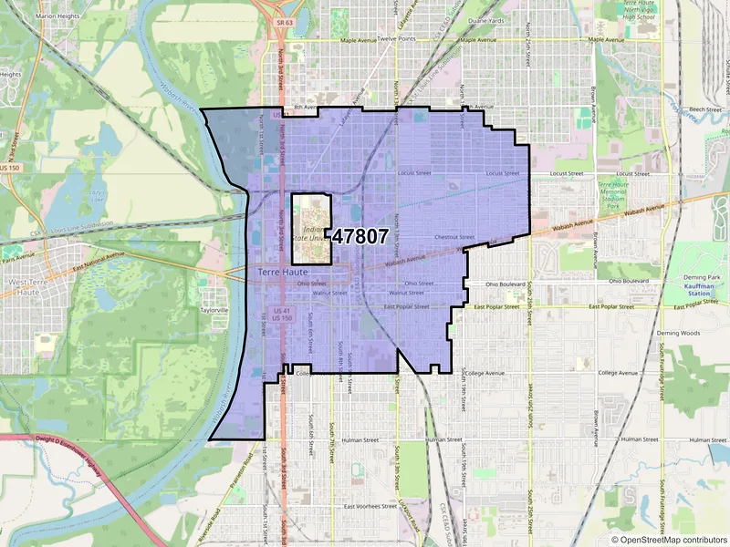 Map of ZIP Code 47807 — Terre Haute, IN