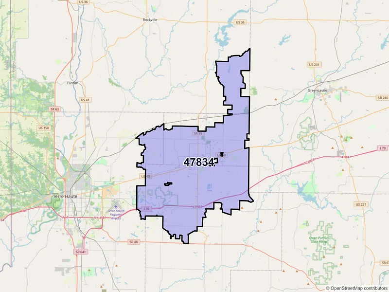Map of ZIP Code 47834 — Brazil, IN