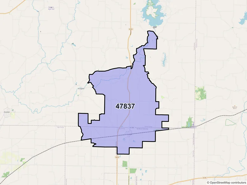 Map of ZIP Code 47837 — Carbon, IN