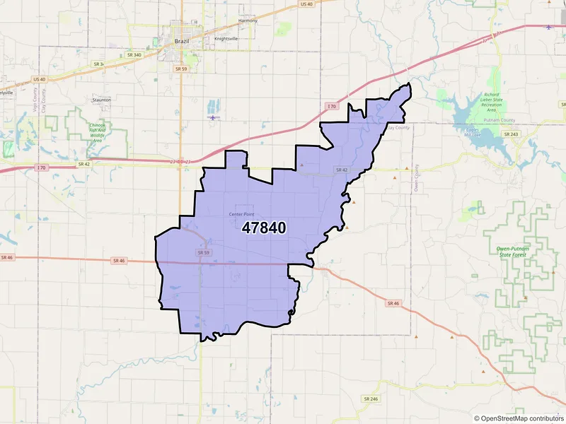 Map of ZIP Code 47840 — Centerpoint, IN