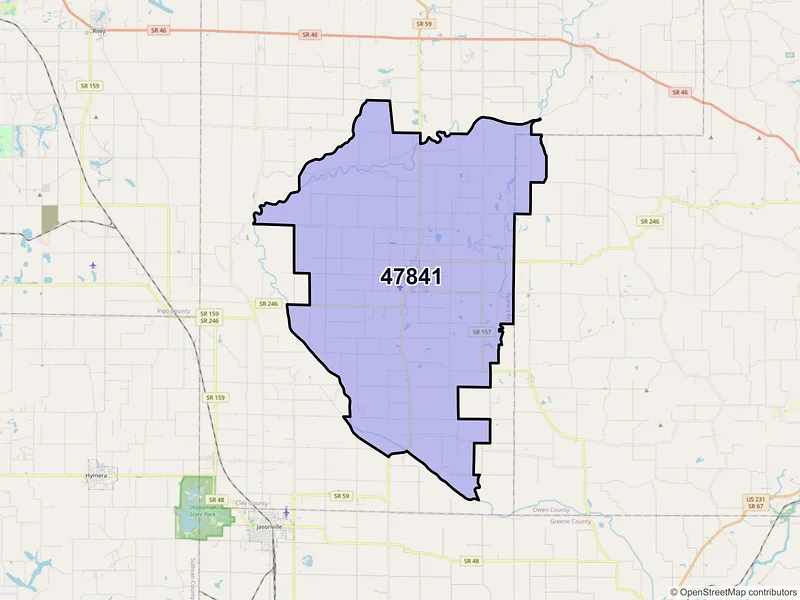 Map of ZIP Code 47841 — Clay City, IN