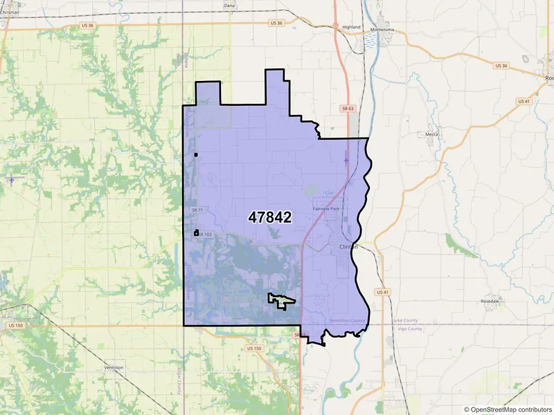 Map of ZIP Code 47842 — Clinton, IN