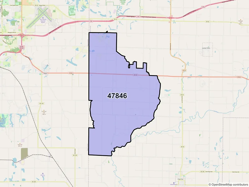 Map of ZIP Code 47846 — Cory, IN