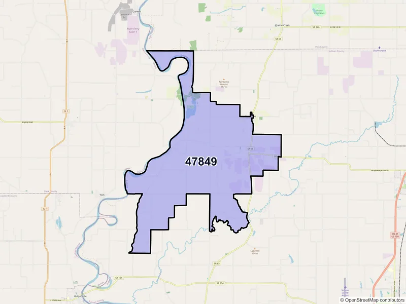 Map of ZIP Code 47849 — Fairbanks, IN