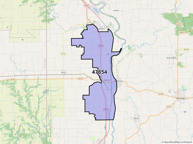 Map of Hillsdale, Indiana and ZIP codes
