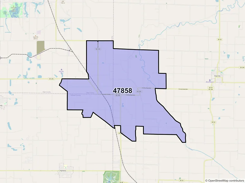 Map of ZIP Code 47858 — Lewis, IN