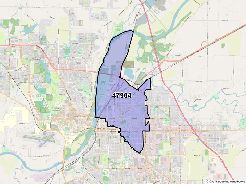 Map of ZIP Code 47904 — Lafayette, IN