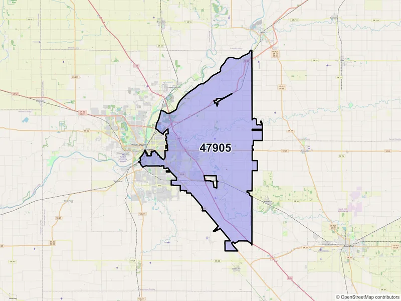 Map of ZIP Code 47905 — Lafayette, IN