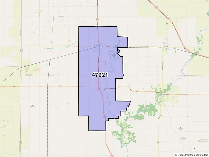 Map of ZIP Code 47921 — Boswell, IN