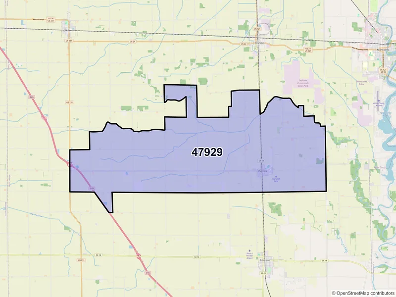 Map of ZIP Code 47929 — Chalmers, IN