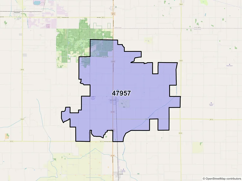 Map of Medaryville, Indiana and ZIP codes