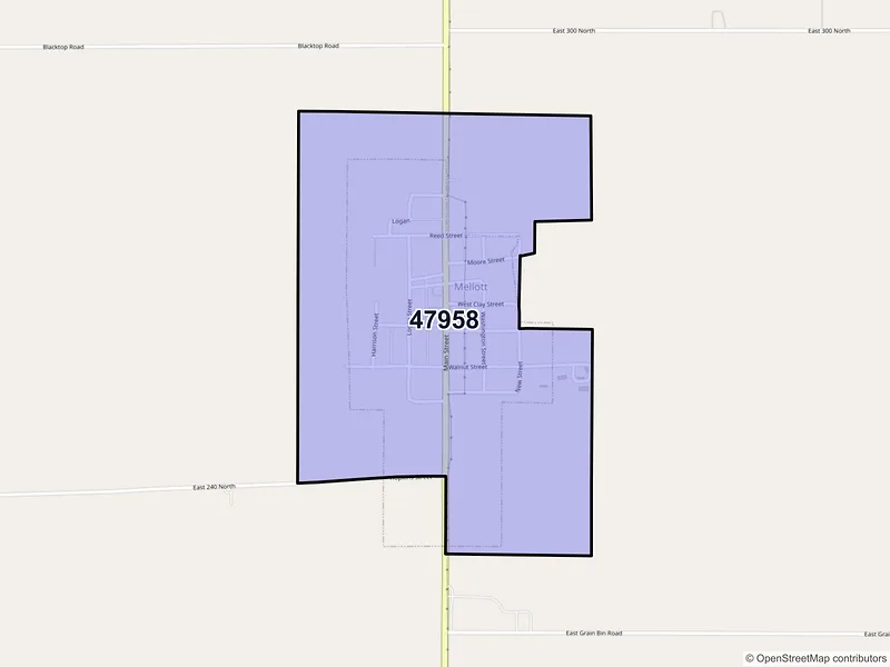 Map of Mellott, Indiana and ZIP codes