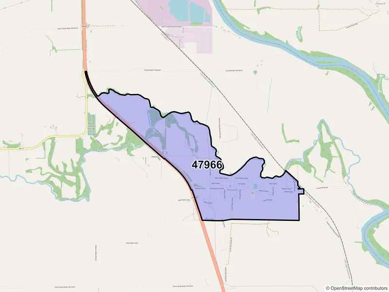 Map of Newport, Indiana and ZIP codes