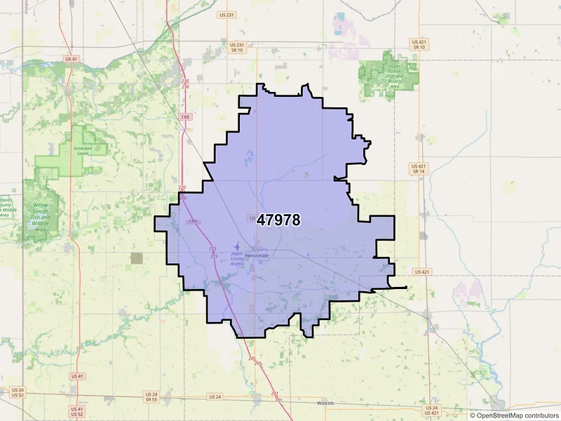 Map of ZIP Code 47978 — Rensselaer, IN