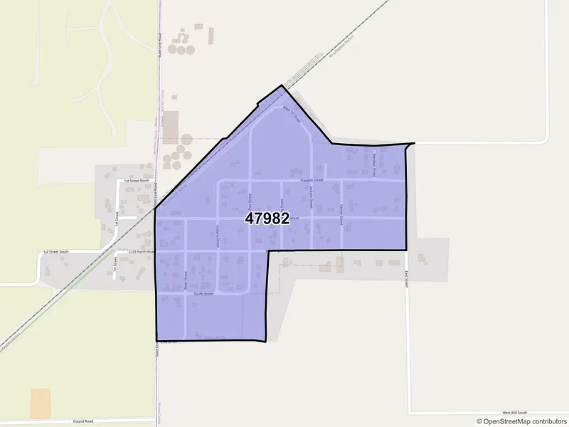 Map of State Line, Indiana and ZIP codes