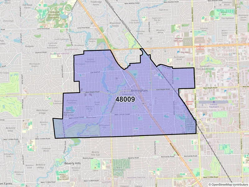 Map of ZIP Code 48009 — Birmingham, MI